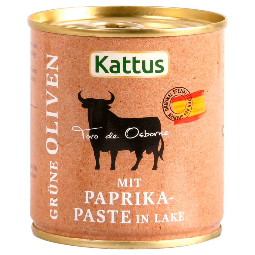 Kattus Grüne Oliven mit Paprika-Paste in Lake 85g